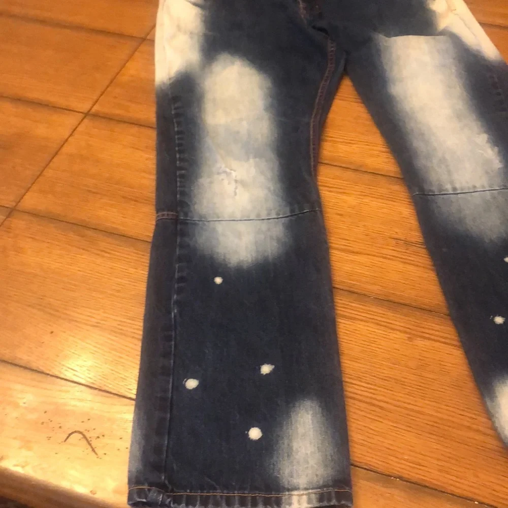 Mens Encrypted Jeans 38 x 31 Denim Distress Bleached - Picture 7 of 15